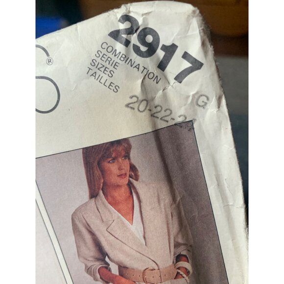 Easy McCalls 2917 Womens Pattern Size 20-22-24 Jacket Sewing Pattern Uncut 1997 - Picture 2 of 4